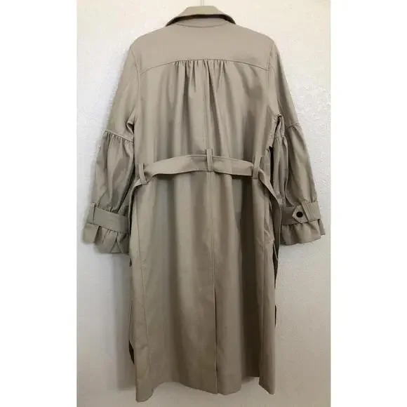 New Joie Alwena Trench Coat In KHAKI Size L Retail $398 - Picture 6 of 10